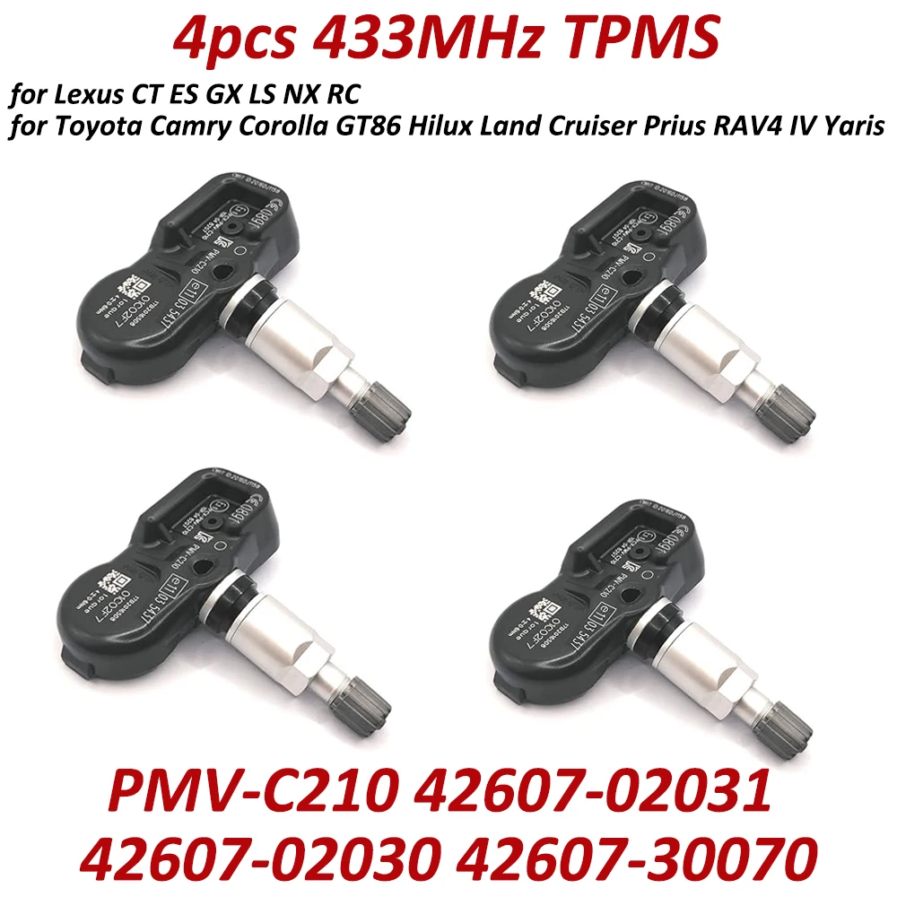 4PCS PMV-C210 For TOYOTA Avensis Auris RAV4 Yaris Verso 42607-02031 42607-02030 42607-30070 TPMS Car Tire Pressure Sensor 433MHZ
4PCS PMV-C210 For TOYOTA Avensis Auris RAV4 Yaris Verso 42607-02031 42607-02030 42607-30070 TPMS Car Tire Pressure Sensor 433MHZ