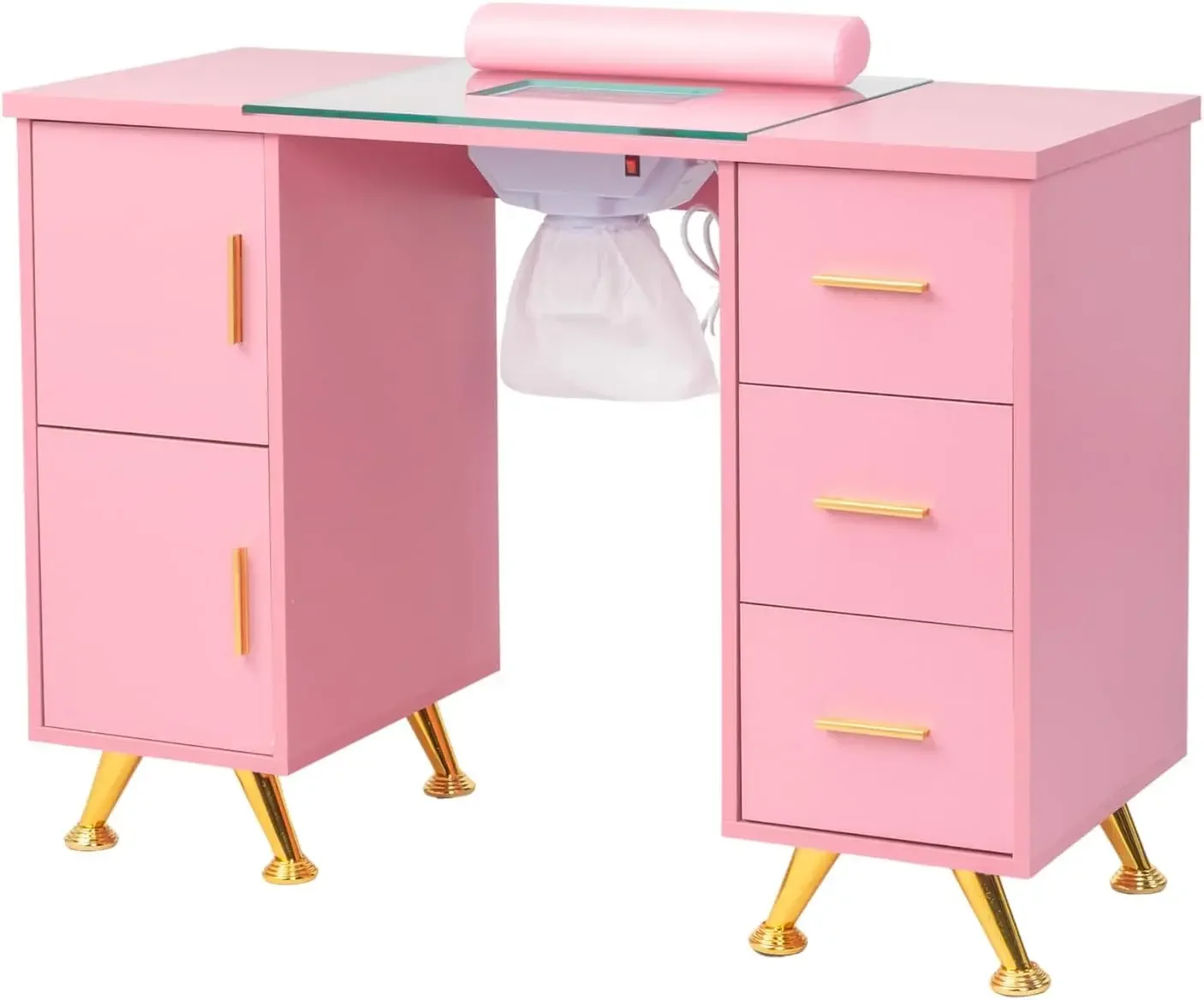 Manicure Table Nail Desk for Nail Tech w/Glass Top & Wrist Rest, Beauty Salon Nail Supplies Decor Workstation Acetone R
Manicure Table Nail Desk for Nail Tech w/Glass Top & Wrist Rest, Beauty Salon Nail Supplies Decor Workstation Acetone R