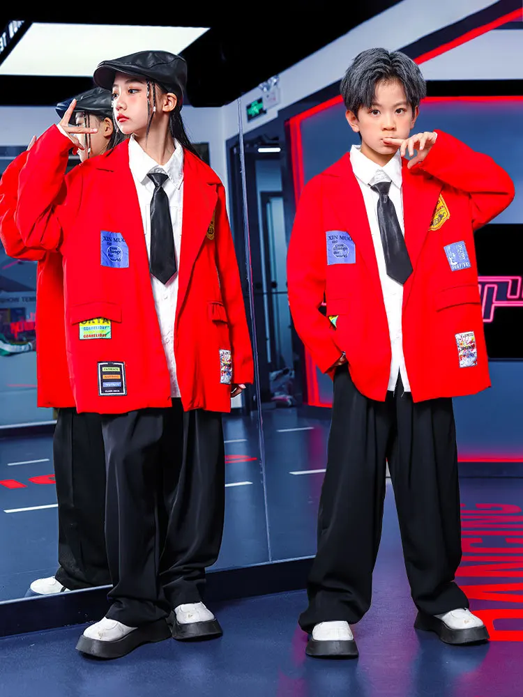 Hip Hop Dance Costumes For Kids Red Suit Black Hip Hop Pants Girls Outfuts Jazz Dance Performance Boys Street Dance Rave Clothes
Hip Hop Dance Costumes For Kids Red Suit Black Hip Hop Pants Girls Outfuts Jazz Dance Performance Boys Street Dance Rave Clothes
