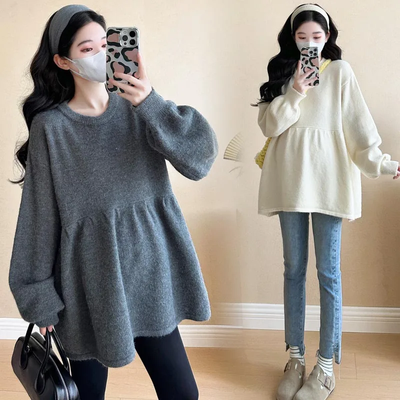 Maternity Wear Long Sleeve Loose Knitted Sweater Warmth Pregnancy Base Shirt Loose Casual Top Winter Clothes for Pregnant Women
Maternity Wear Long Sleeve Loose Knitted Sweater Warmth Pregnancy Base Shirt Loose Casual Top Winter Clothes for Pregnant Women