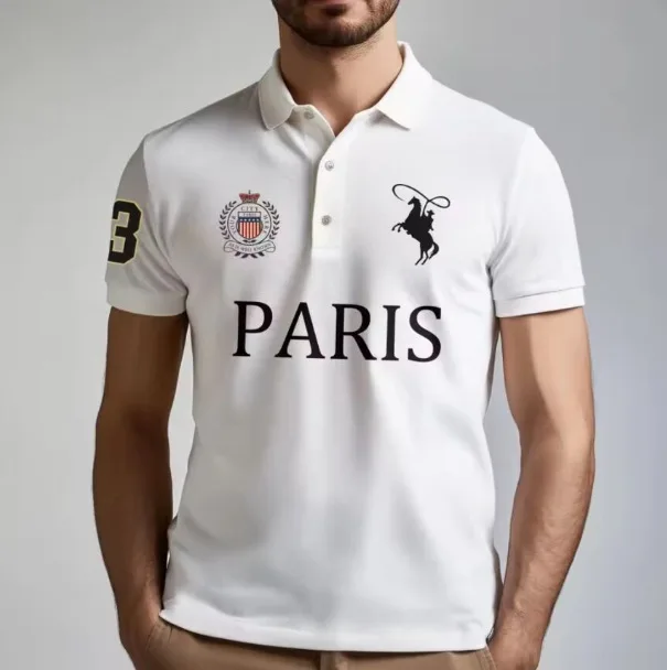 Summer Casual Men's Golf Polo Shirt Fashion Letter Print T-shirt Parisian Style Breathable Comfortable High-end Lapel Top
Summer Casual Men's Golf Polo Shirt Fashion Letter Print T-shirt Parisian Style Breathable Comfortable High-end Lapel Top