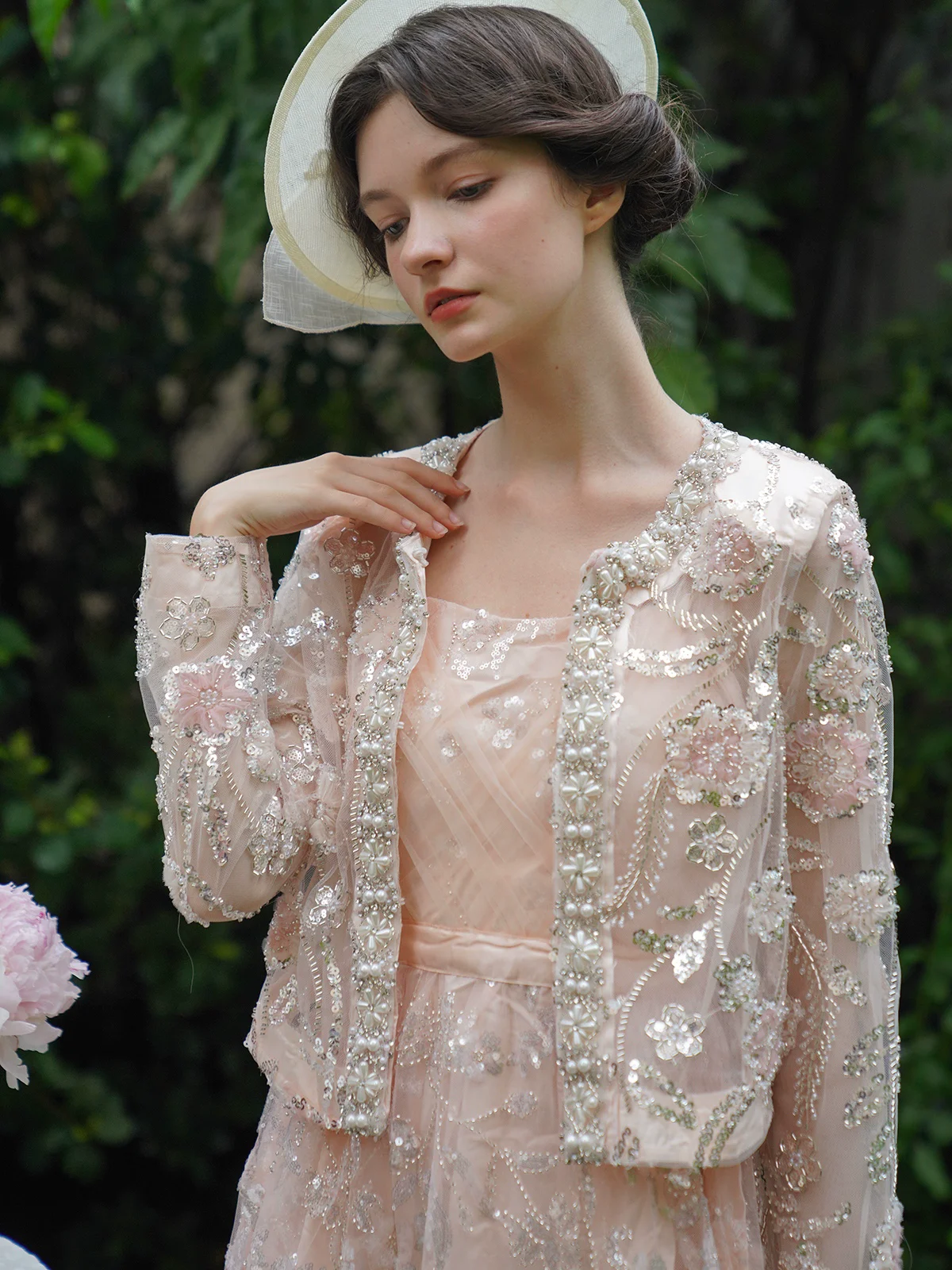 Spring Summer Women Handmade Beaded Jacket Pink Three-Dimensional Cherry Blossoms, Fairy Fragrance Short Jacket Coats
Spring Summer Women Handmade Beaded Jacket Pink Three-Dimensional Cherry Blossoms, Fairy Fragrance Short Jacket Coats