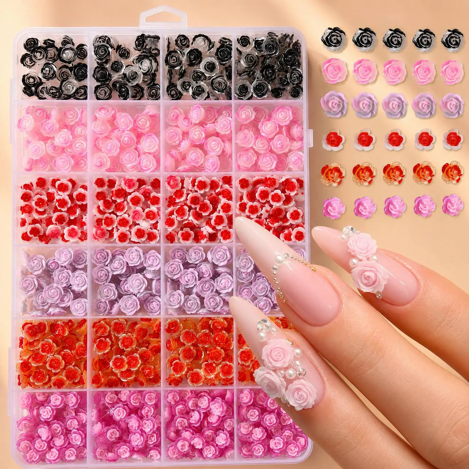24Grids/Box 3D Embossed Small Flower Nail Charms Pink Gradient Small Flower Nail Decoration Wedding Scene Flower Nail Parts
24Grids/Box 3D Embossed Small Flower Nail Charms Pink Gradient Small Flower Nail Decoration Wedding Scene Flower Nail Parts