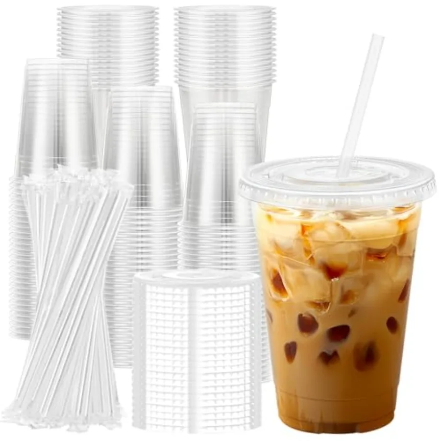 100 Pack 16 oz Clear Plastic Cups with Lids and Straws, Disposable Plastic Coffee Cups with Lids for Iced Coffee, Cold Beverage
100 Pack 16 oz Clear Plastic Cups with Lids and Straws, Disposable Plastic Coffee Cups with Lids for Iced Coffee, Cold Beverage