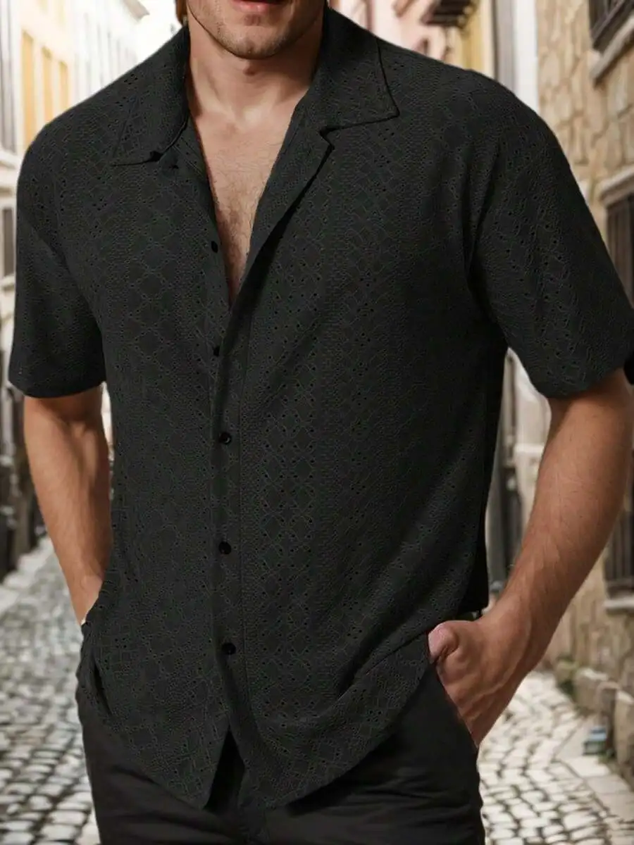 Mens Short Sleeve Button Down Shirt Hollow Out Casual Summer Beach Top
Mens Short Sleeve Button Down Shirt Hollow Out Casual Summer Beach Top