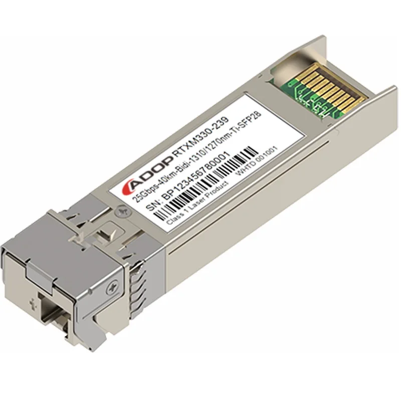 ADOP for Cisco SFP-25GBX-U-40 Compatible 25GBASE SFP28 1270nm-TX/1310nm-RX 40km DOM Simplex LC SMF Optical Transceiver Module
ADOP for Cisco SFP-25GBX-U-40 Compatible 25GBASE SFP28 1270nm-TX/1310nm-RX 40km DOM Simplex LC SMF Optical Transceiver Module