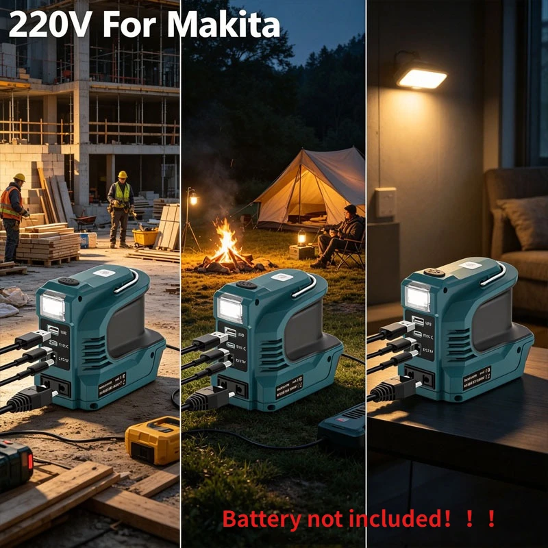 Portable 180W Power Inverter For Makita 18V Li ion Battery With LED Light USB Type C DC 12V Converter Power Station
Portable 180W Power Inverter For Makita 18V Li ion Battery With LED Light USB Type C DC 12V Converter Power Station