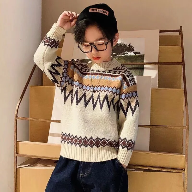 New Children Winter Clothes Vintage Kids Girls Knitted Sweater Baby Boys Warm Pullovers Teenage Bottoming Shirt Thicken Sweater
New Children Winter Clothes Vintage Kids Girls Knitted Sweater Baby Boys Warm Pullovers Teenage Bottoming Shirt Thicken Sweater