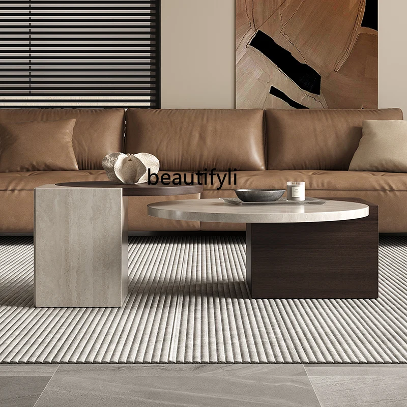 Natural travertine coffee table combination living room special-shaped creative designer marble high-end tea table
Natural travertine coffee table combination living room special-shaped creative designer marble high-end tea table