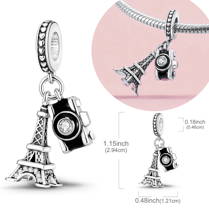 Original 925 Sterling Silver Charm Bead Eiffel Tower Camera Pendant Fit Original Bracelet Chain For Women DIY Jewelry Gift
Original 925 Sterling Silver Charm Bead Eiffel Tower Camera Pendant Fit Original Bracelet Chain For Women DIY Jewelry Gift