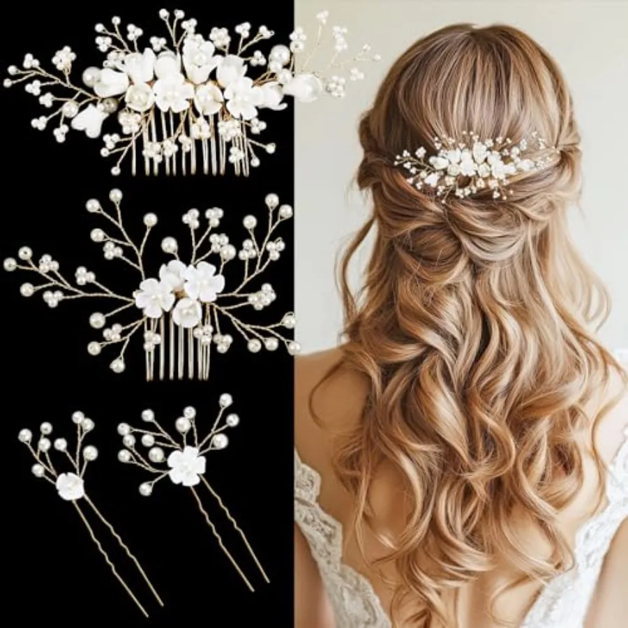 4 Pcs Bridal Flower Hair Accessories, Wedding Hair Pins Comb with Bridal Headpiece Jewelry for Brides Bridesmaids Women Girls U
4 Pcs Bridal Flower Hair Accessories, Wedding Hair Pins Comb with Bridal Headpiece Jewelry for Brides Bridesmaids Women Girls U