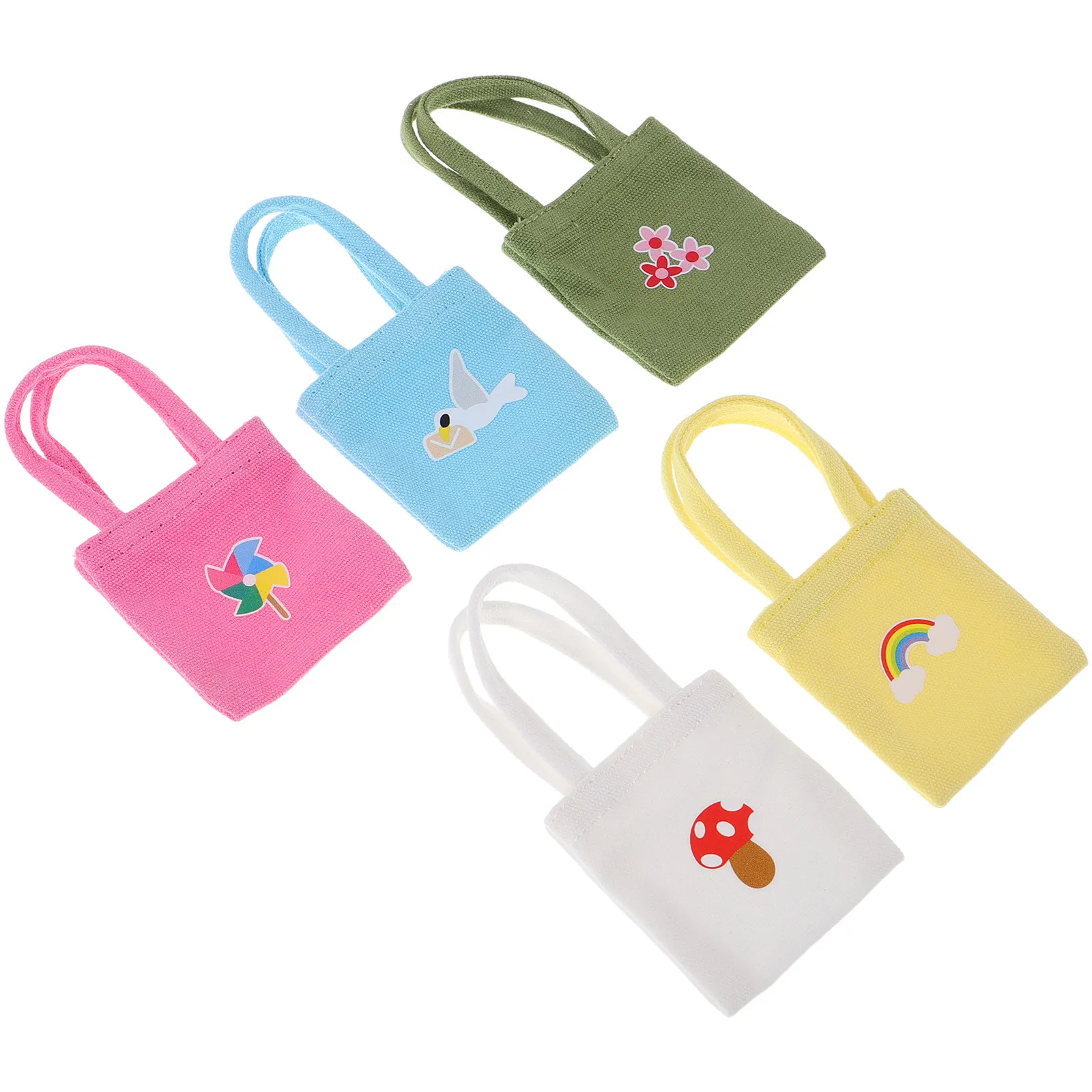 5Pcs Mini Canvas Tote Bag Set Vibrant Colorful Dollhouse Accessory for Miniature Scenes Fashion Play Stylish Shoulder Handbag
5Pcs Mini Canvas Tote Bag Set Vibrant Colorful Dollhouse Accessory for Miniature Scenes Fashion Play Stylish Shoulder Handbag