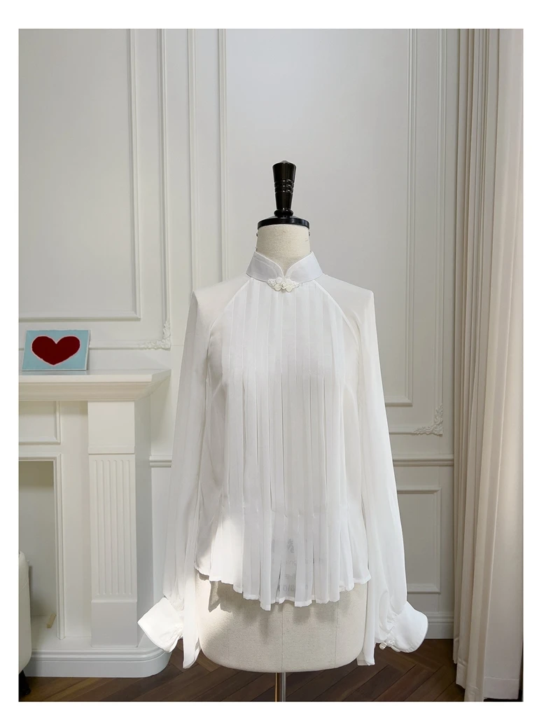 Белая шифоновая блузка Ele Chinese Sle с пузырьками и вышивкой, длинная плиссированная юбка для женщин
Белая шифоновая блузка Ele Chinese Sle с пузырьками и вышивкой, длинная плиссированная юбка для женщин