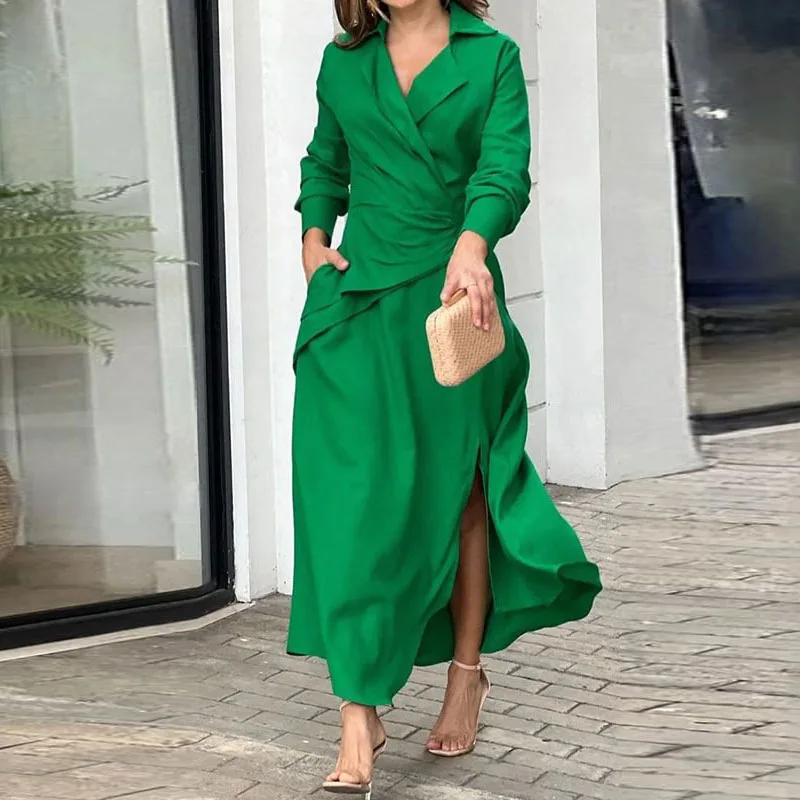 Spring Summer Women Shirt Dress V-neck Long Sleeve Split Long Sleeve Dresses A-Line Lapel
Spring Summer Women Shirt Dress V-neck Long Sleeve Split Long Sleeve Dresses A-Line Lapel