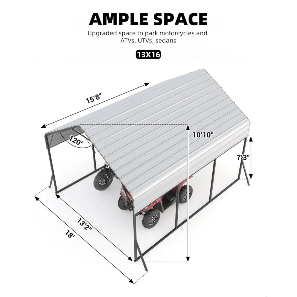 13x16 FT Metal Carport, Outdoor Car Port Canopy with Reinforced Base and Galvanized Roof, Heavy Duty Garage Car
13x16 FT Metal Carport, Outdoor Car Port Canopy with Reinforced Base and Galvanized Roof, Heavy Duty Garage Car