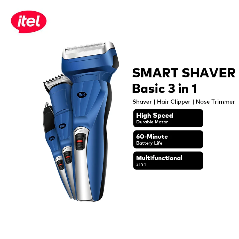 Itel Iss-13 3-in-1 Portable Smart Shaver, Stainless Steel Blades, Powerful Motor, Pop-Up Trimmer, USB Fast Charging, Dual Battery with 60 Minutes of Battery Life, Men's Grooming Set
Itel Iss-13 3-in-1 Portable Smart Shaver, Stainless Steel Blades, Powerful Motor, Pop-Up Trimmer, USB Fast Charging, Dual Battery with 60 Minutes of Battery Life, Men's Grooming Set