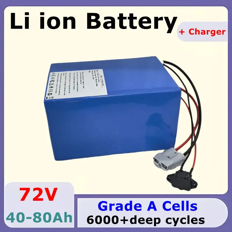 72V 80Ah Li-ion Battery 40Ah 50Ah 60Ah Lithium Batterie With BMS 20S For 1KW 2KW 3KW Two Wheeler Skateboard Mini Car AGV
72V 80Ah Li-ion Battery 40Ah 50Ah 60Ah Lithium Batterie With BMS 20S For 1KW 2KW 3KW Two Wheeler Skateboard Mini Car AGV