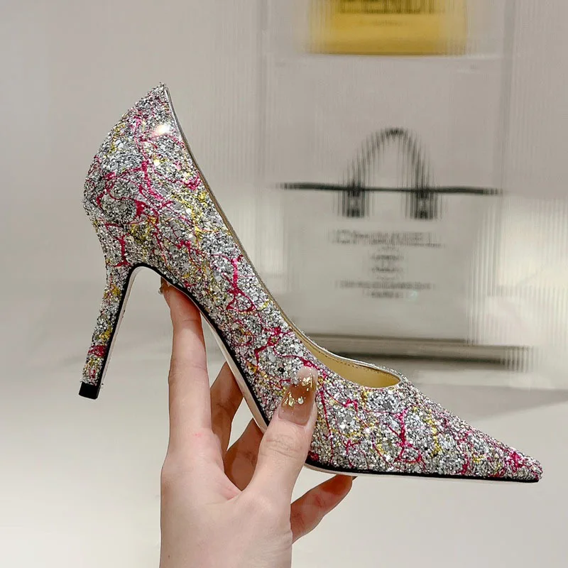 Spring and Summer Pointed Shallow Mouth Sequins Rhinestone Fashion Slippers Pearl Thin High Heels Banquet Dress Women's Sandals
Spring and Summer Pointed Shallow Mouth Sequins Rhinestone Fashion Slippers Pearl Thin High Heels Banquet Dress Women's Sandals