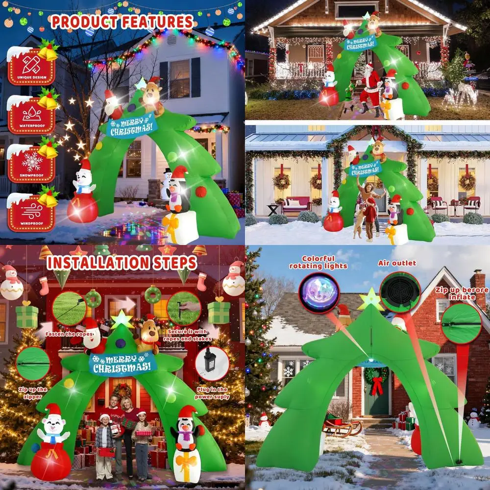 12-Foot LED & Color-Changing Christmas Tree Arch Inflatable, Ideal for Outdoor Holiday Lawns and Gardens
12-Foot LED & Color-Changing Christmas Tree Arch Inflatable, Ideal for Outdoor Holiday Lawns and Gardens