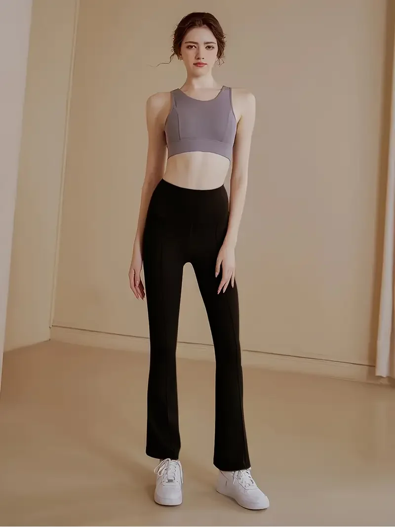 Stretchy High Waist Wide Leg Pants, Causal Black Ankle Length Yoga Sports PAnts, Women's Activewear
Stretchy High Waist Wide Leg Pants, Causal Black Ankle Length Yoga Sports PAnts, Women's Activewear
