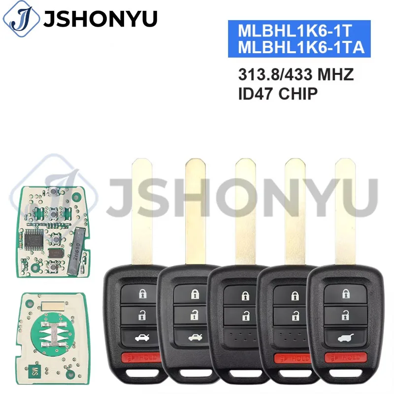JsHonYu MLBHLIK6-1T 433MHz ID47 PCF7961 Chip 2/3 Button Remote Car Key for Honda Accord Civic CR-V Fit 2013-2017 Fob
JsHonYu MLBHLIK6-1T 433MHz ID47 PCF7961 Chip 2/3 Button Remote Car Key for Honda Accord Civic CR-V Fit 2013-2017 Fob