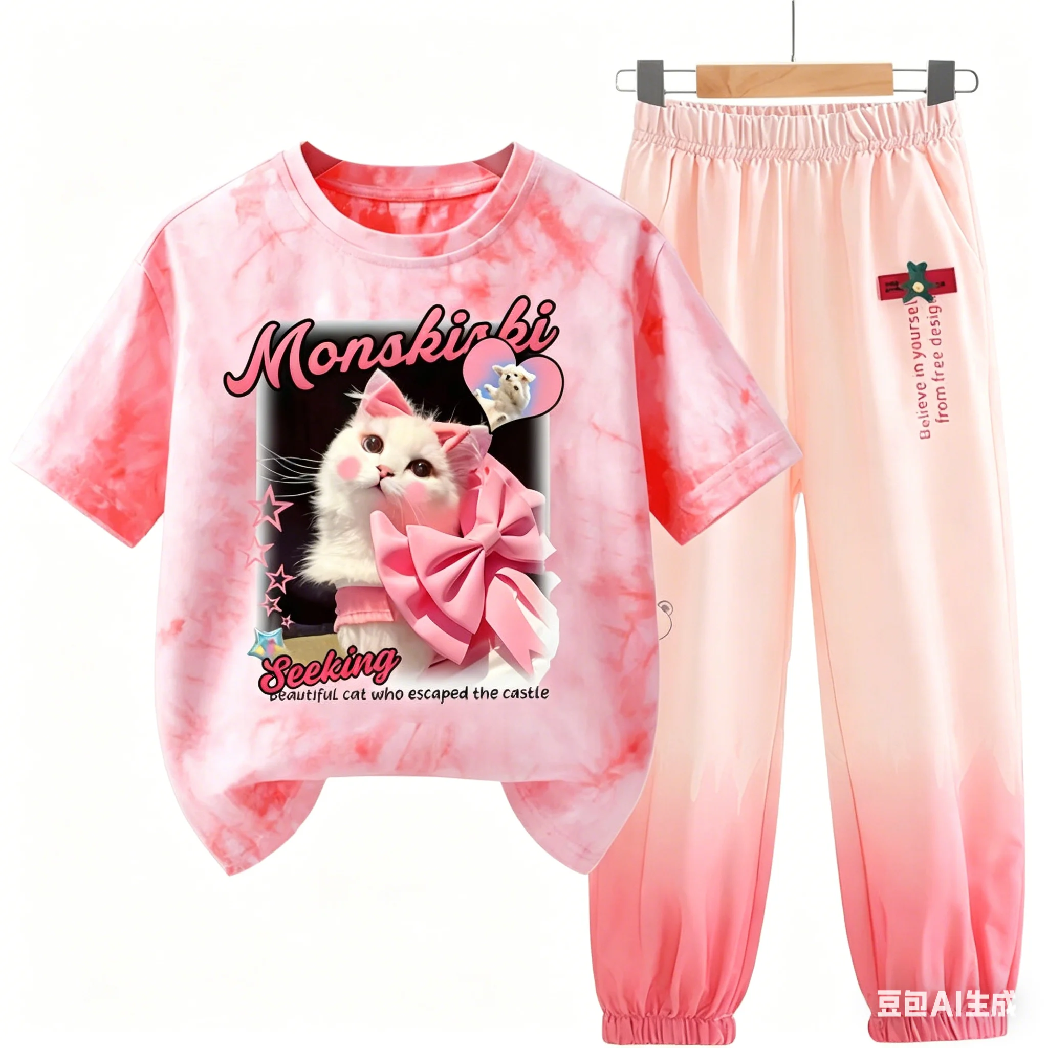 Lovely Tie-Dye Cat Print 2-Piece Outfit Sweet Cute Cat Cartoon Bow T-Shirt Sweatpants Gradient Jogger Set Loose Casual Japanese
Lovely Tie-Dye Cat Print 2-Piece Outfit Sweet Cute Cat Cartoon Bow T-Shirt Sweatpants Gradient Jogger Set Loose Casual Japanese