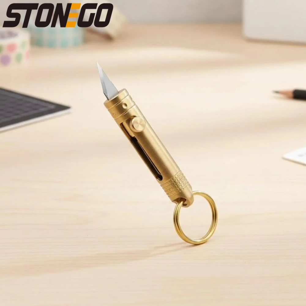 Portable Brass Handled Art Knife with Steel Blade - Mini Paper Knife Key Chain for Outdoor and Office Use
Portable Brass Handled Art Knife with Steel Blade - Mini Paper Knife Key Chain for Outdoor and Office Use