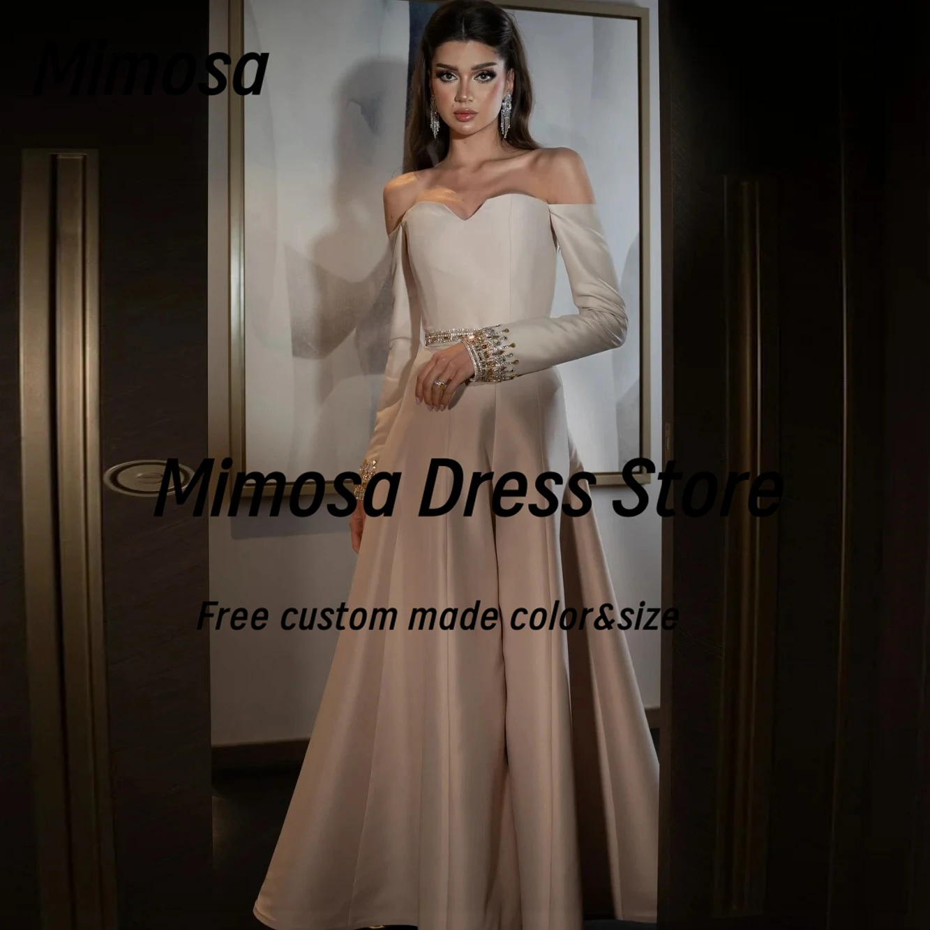 Mimosa платья для выпускного вечера с вырезом лодочкой и бисером, с длинными рукавами, женское вечернее платье на шнуровке сзади, Vestidos De Fiesta по индивидуальному заказу
Mimosa платья для выпускного вечера с вырезом лодочкой и бисером, с длинными рукавами, женское вечернее платье на шнуровке сзади, Vestidos De Fiesta по индивидуальному заказу