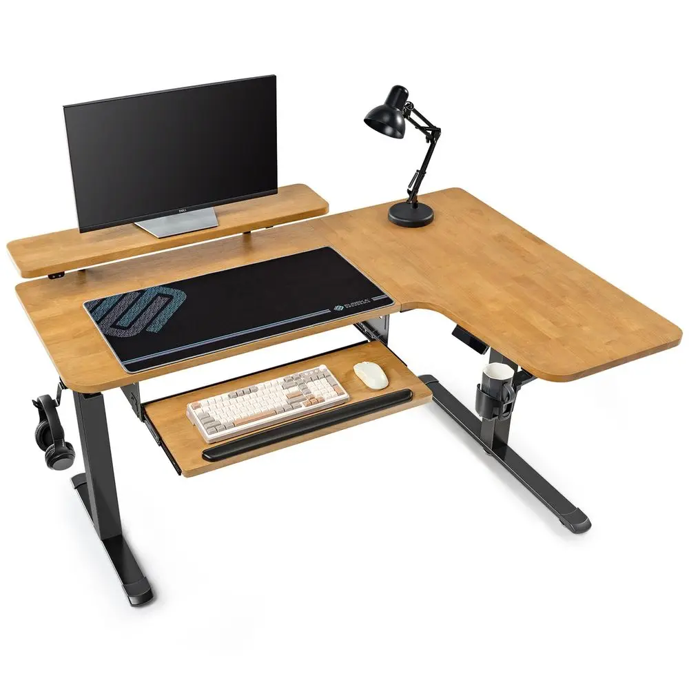 L Shaped Standing Desk w Solid Wood Tabletop,61 Electric Corner Computer Desk, Adjustable Height Desk w Keyboard Tray,Dual Moto
L Shaped Standing Desk w Solid Wood Tabletop,61 Electric Corner Computer Desk, Adjustable Height Desk w Keyboard Tray,Dual Moto