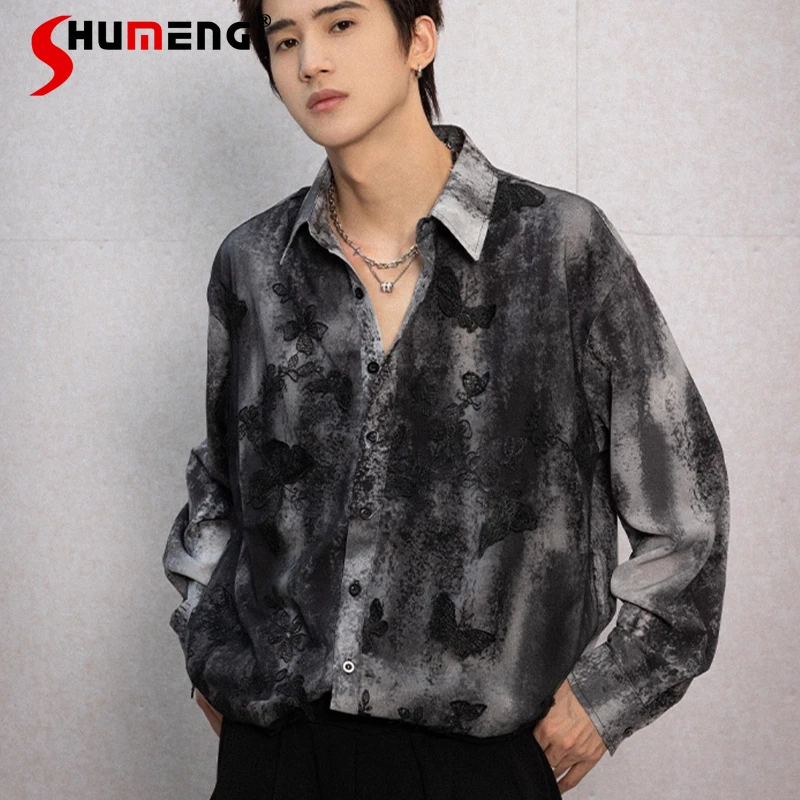 Stylish Three-dimensional Butterfly Tie-dye Long-sleeve Shirts Men's 2025 Summer New Thin Design Shirt Men's Model Fashion Tops
Stylish Three-dimensional Butterfly Tie-dye Long-sleeve Shirts Men's 2025 Summer New Thin Design Shirt Men's Model Fashion Tops