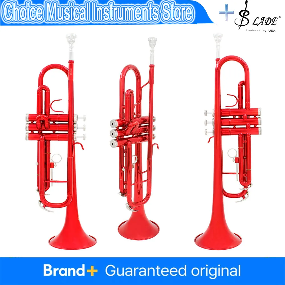 SLADE Bb Red Trumpet Brass body Gold-Plated B Flat Trumpet Set Performance Beginners Brass Instrument With Accessories
SLADE Bb Red Trumpet Brass body Gold-Plated B Flat Trumpet Set Performance Beginners Brass Instrument With Accessories