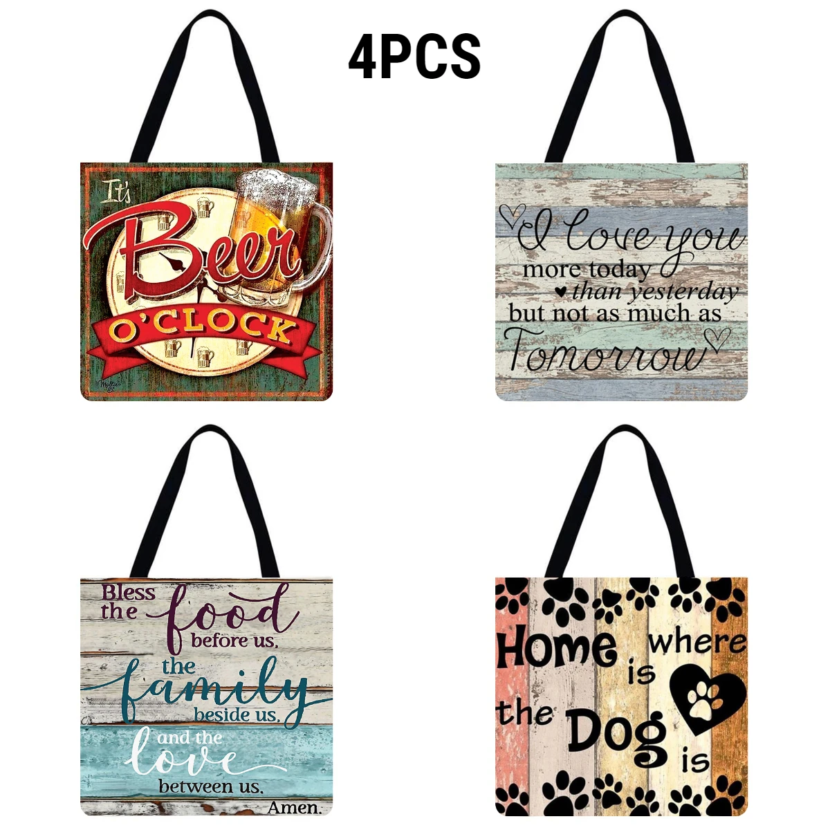 4pcs Words Linen Tote Bag Handbag Large Capacity Women Shopping Shoulder Bags
4pcs Words Linen Tote Bag Handbag Large Capacity Women Shopping Shoulder Bags