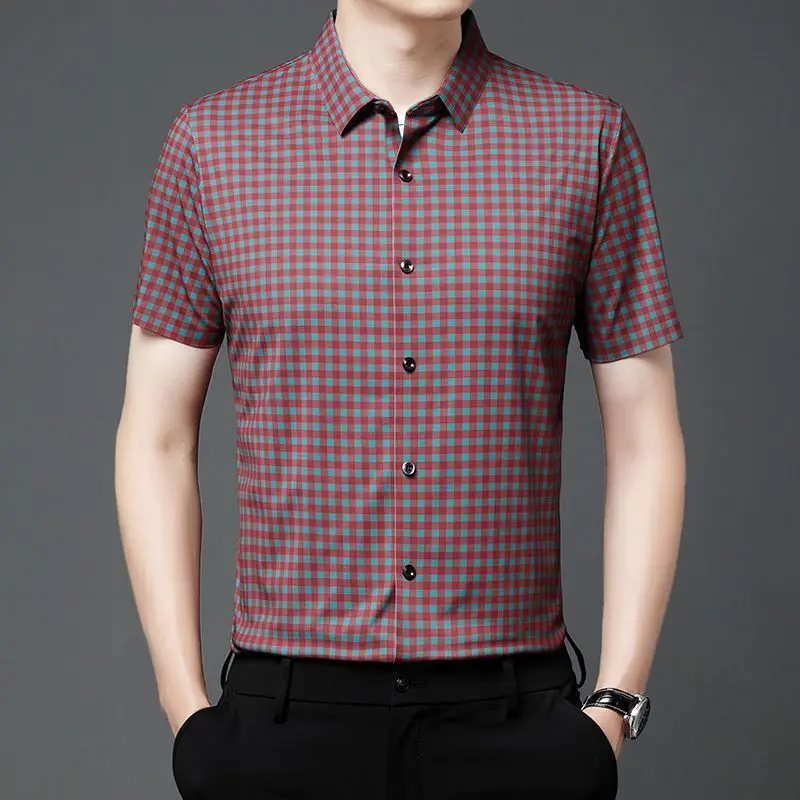 Men's Short Sleeve Plaid Button Down Shirt Slim Fit Casual Business Top
Men's Short Sleeve Plaid Button Down Shirt Slim Fit Casual Business Top