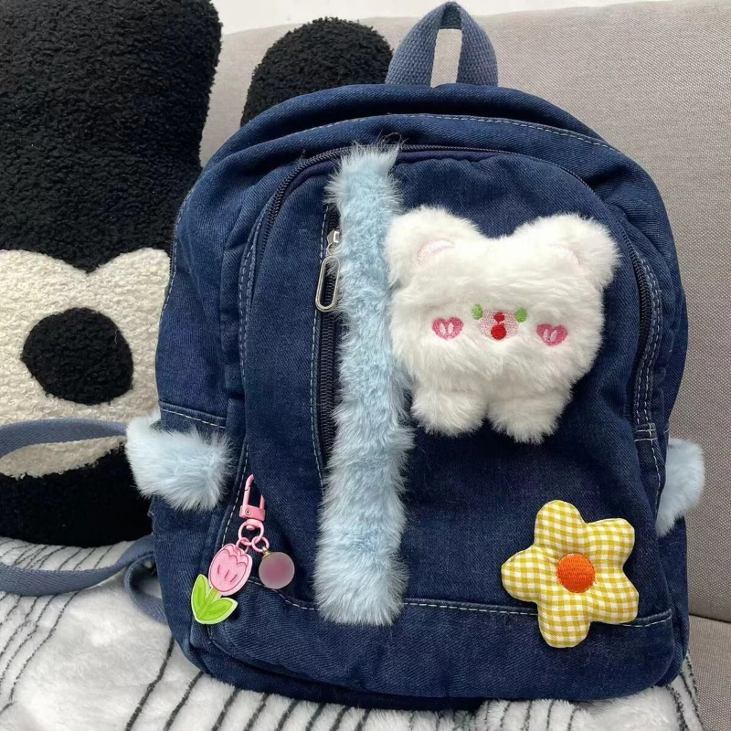 Японский простой рюкзак с медведем Kawaii, джинсовая сумка, сумки на плечо, большая вместительная студенческая школьная сумка, милый женский мини-рюкзак 2025
Японский простой рюкзак с медведем Kawaii, джинсовая сумка, сумки на плечо, большая вместительная студенческая школьная сумка, милый женский мини-рюкзак 2025