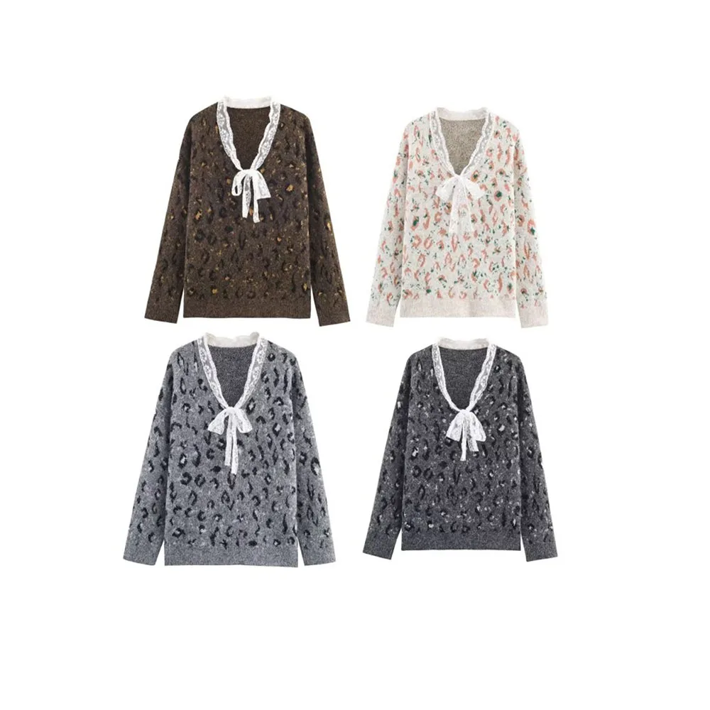Autumn new women's fashion simple and versatile lace leopard print pullover knitted sweater
Autumn new women's fashion simple and versatile lace leopard print pullover knitted sweater