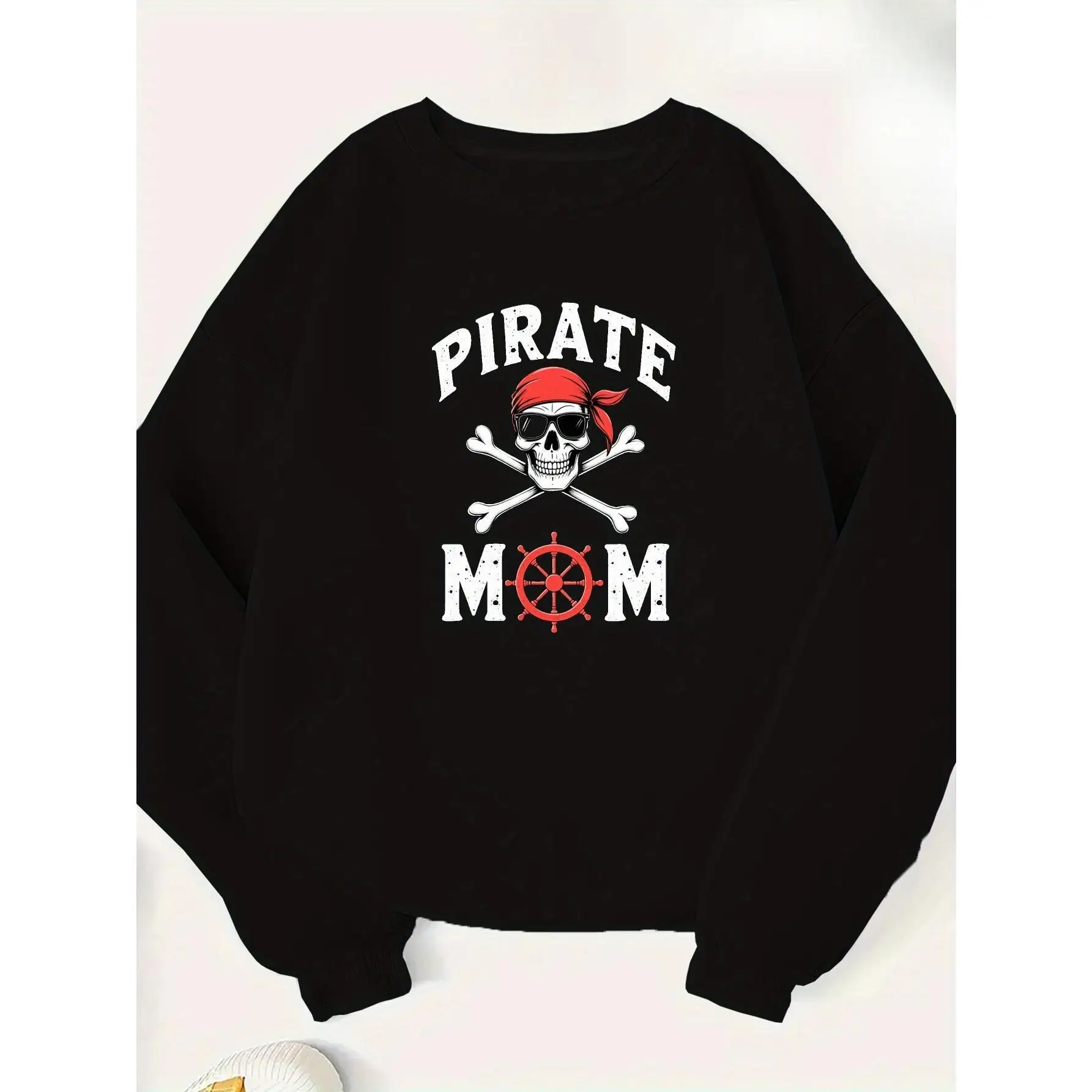 Pirate Mom Crewneck Sweatshirt, Funny Skull Graphic Pullover for Women, Pirate Themed Mother's Day Gift 
Pirate Mom Crewneck Sweatshirt, Funny Skull Graphic Pullover for Women, Pirate Themed Mother's Day Gift