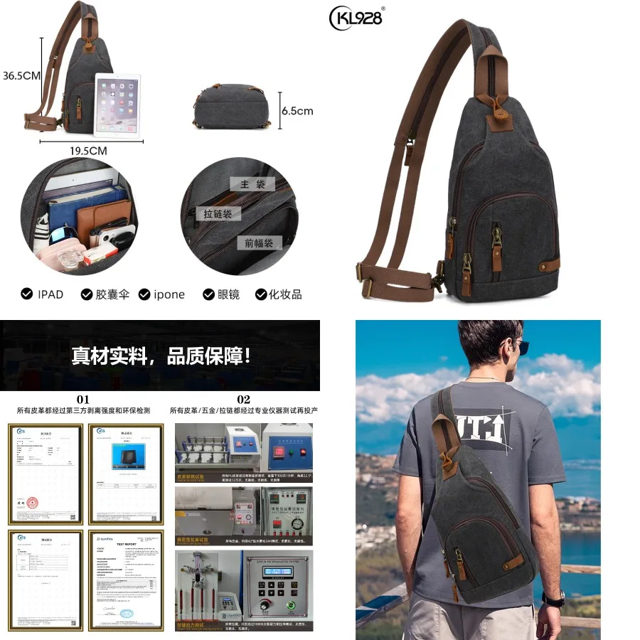 【New Arrival】Vintage Canvas Sling Bag, Casual Crossbody Chest Pack with Leather Accents, Gray & Brown
【New Arrival】Vintage Canvas Sling Bag, Casual Crossbody Chest Pack with Leather Accents, Gray & Brown