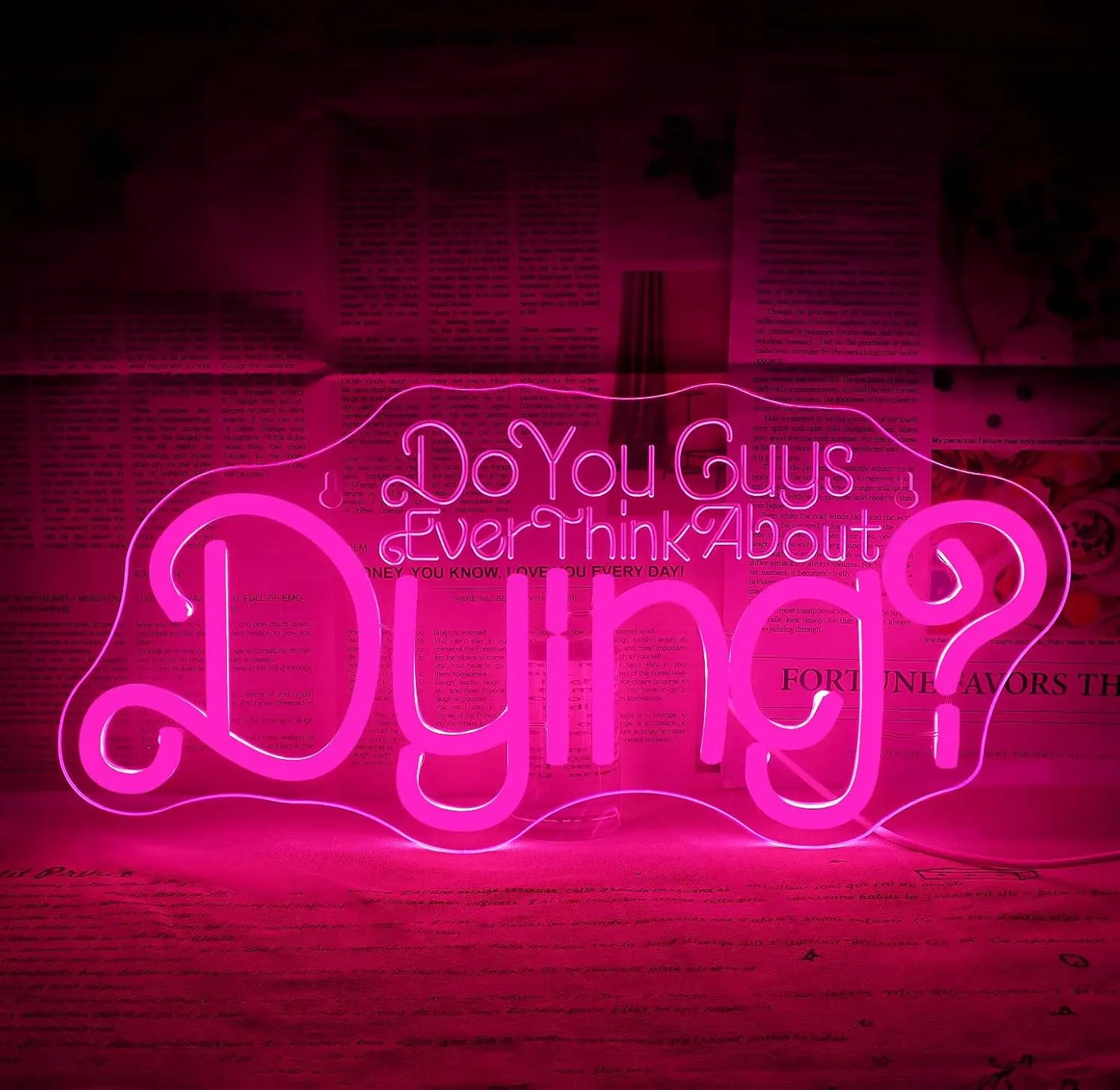 Do You Guys Ever Think About Dying Neon Sign USB LED Neon Light for Bar Party Gaming Room Bedroom Decorations Wall Light Gift
Do You Guys Ever Think About Dying Neon Sign USB LED Neon Light for Bar Party Gaming Room Bedroom Decorations Wall Light Gift
