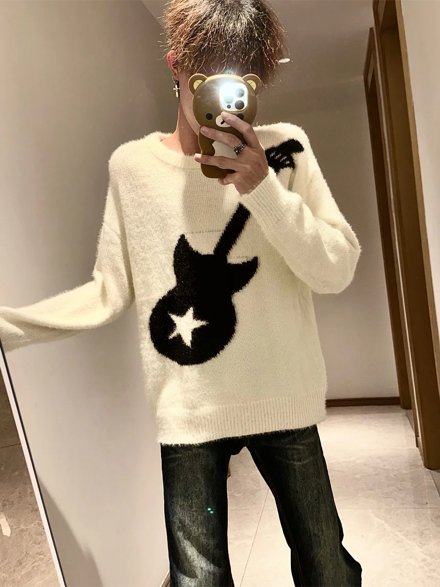 Casual American Lazy Guitar Pattern round Ne Knitted Sweater Men Women Couple Autumn Winter New Sle Loose Fit Top
Casual American Lazy Guitar Pattern round Ne Knitted Sweater Men Women Couple Autumn Winter New Sle Loose Fit Top