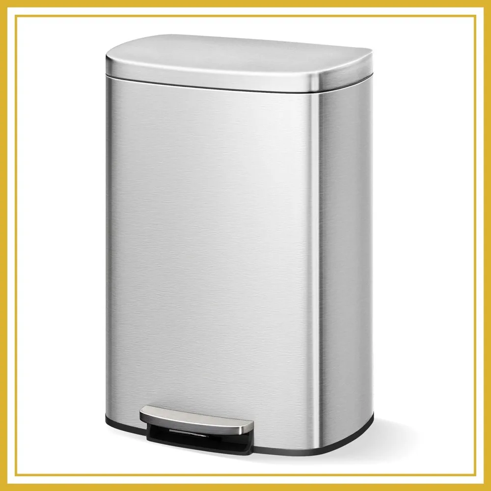 13 Gal / 50 L Large Capacity Stainless Steel Step Trash Can with Soft Close Lid, Removable Inner Bucket & Rear Handle
13 Gal / 50 L Large Capacity Stainless Steel Step Trash Can with Soft Close Lid, Removable Inner Bucket & Rear Handle
