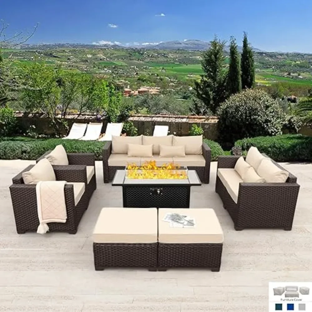 7 PCS Patio Furniture Set Garden Furniture with 45-Inch Fire Pit Table Conversation Set with Non-Slip Cushions Waterproof Covers
7 PCS Patio Furniture Set Garden Furniture with 45-Inch Fire Pit Table Conversation Set with Non-Slip Cushions Waterproof Covers