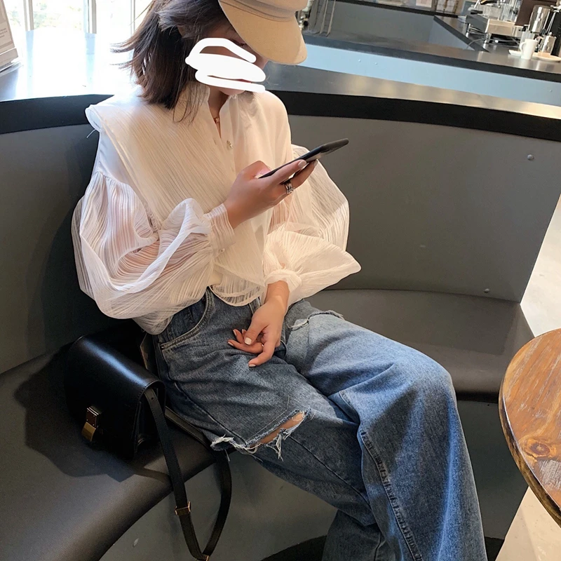 Retro Fairy Tale Loose Lantern Sleeve Blouse Women's Design Sense Mesh Splicing Bubble Sleeve Top Elegant Casual Long Sleeve
Retro Fairy Tale Loose Lantern Sleeve Blouse Women's Design Sense Mesh Splicing Bubble Sleeve Top Elegant Casual Long Sleeve