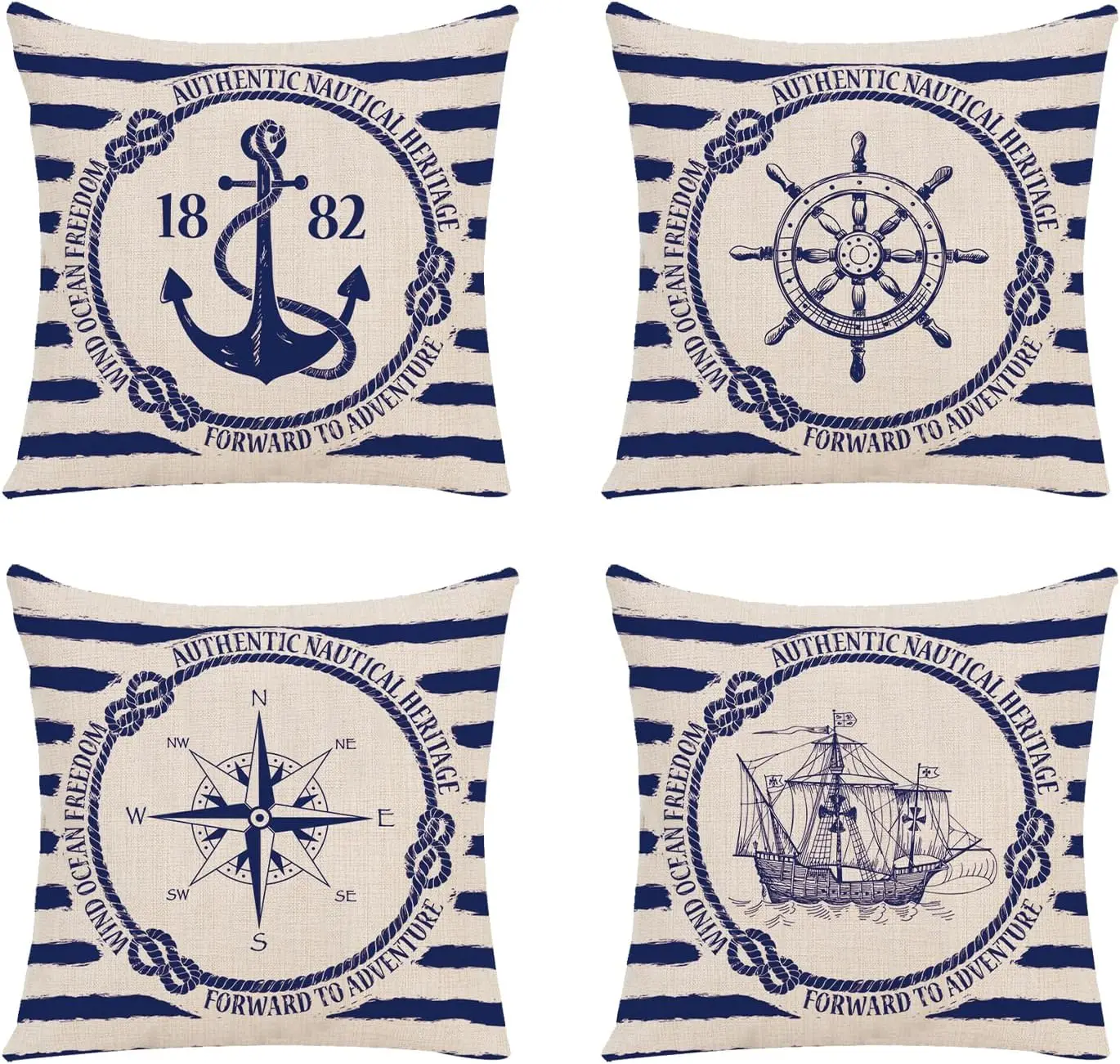 4pcs Anchor Ship Wheel Compass Sailboat Nautical Stripe Printed Pillow Cover Polyester Cushion Case 2D Flat Beach Home Decor Now
4pcs Anchor Ship Wheel Compass Sailboat Nautical Stripe Printed Pillow Cover Polyester Cushion Case 2D Flat Beach Home Decor Now
