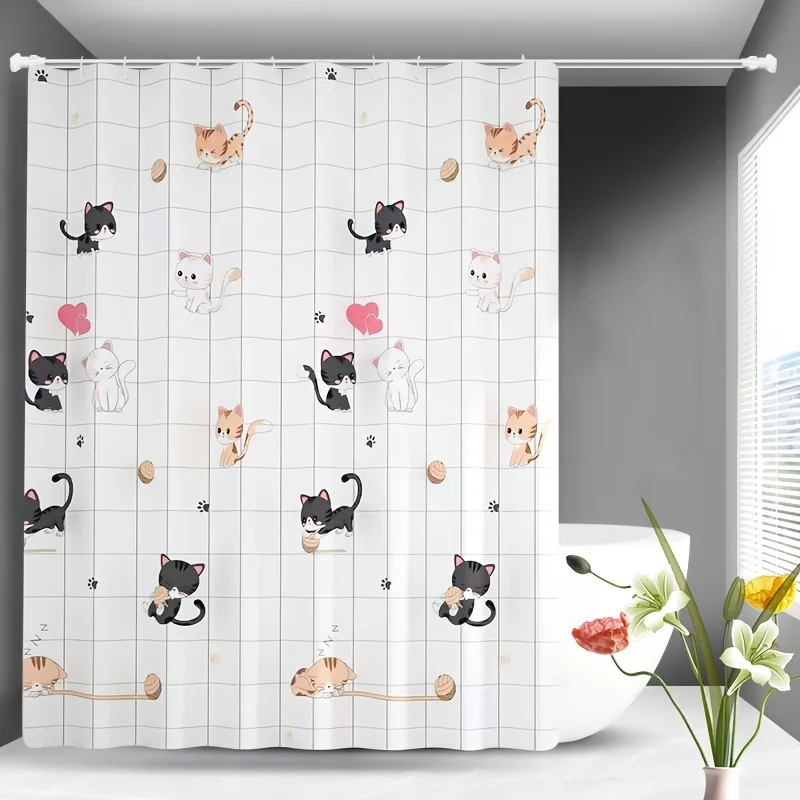 Cute Cat Printed Shower Curtain Decorative Bathroom CurtainsThickened Waterproof Polyester Shower Curtains Partition Decorations
Cute Cat Printed Shower Curtain Decorative Bathroom CurtainsThickened Waterproof Polyester Shower Curtains Partition Decorations
