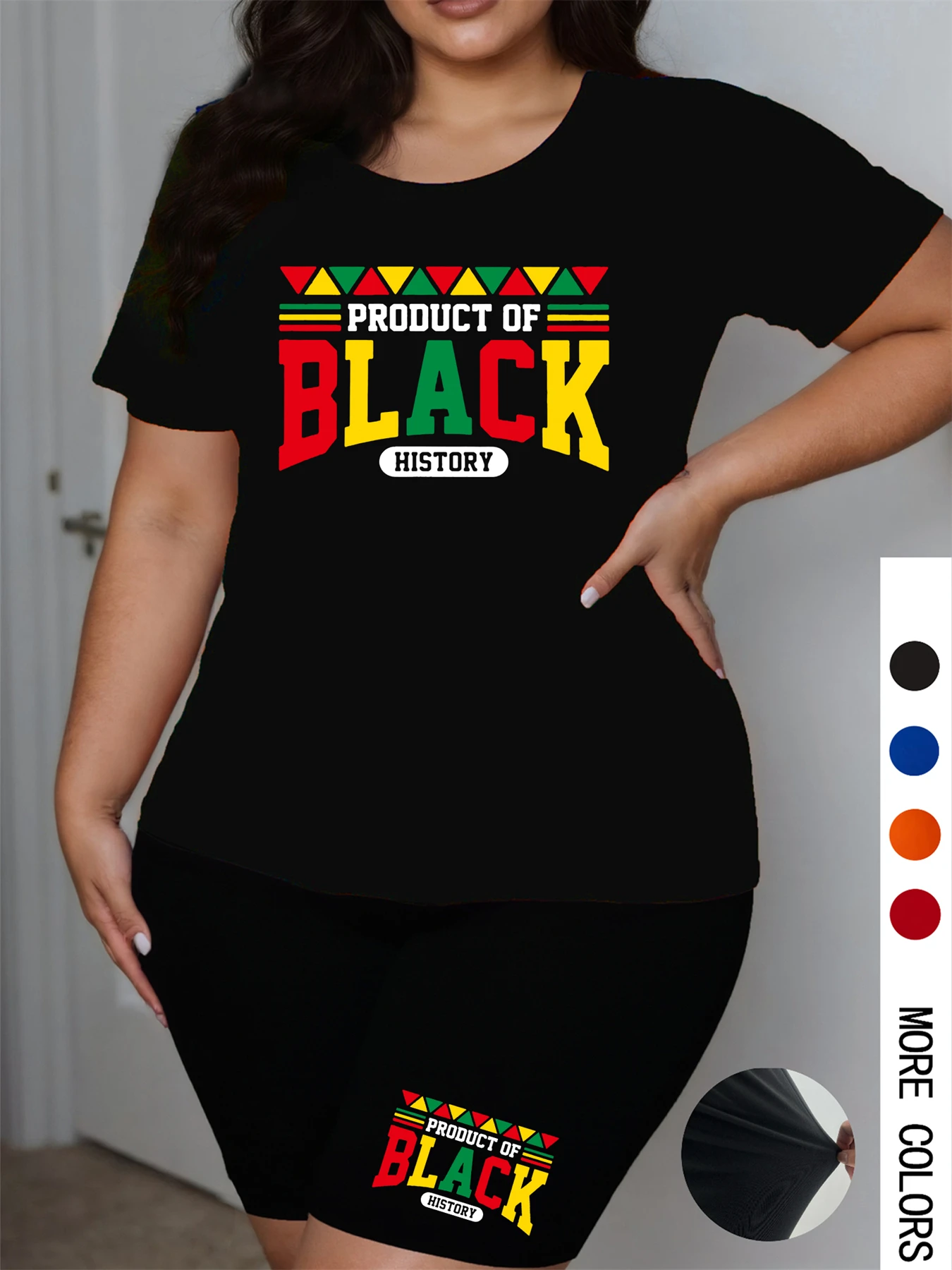 Plus Size Women 2 Piece Shorts Set Short Sleeve T-shirt Elastic Summer BLACK Print Street Oversize Chic Two Piece Outfits
Plus Size Women 2 Piece Shorts Set Short Sleeve T-shirt Elastic Summer BLACK Print Street Oversize Chic Two Piece Outfits