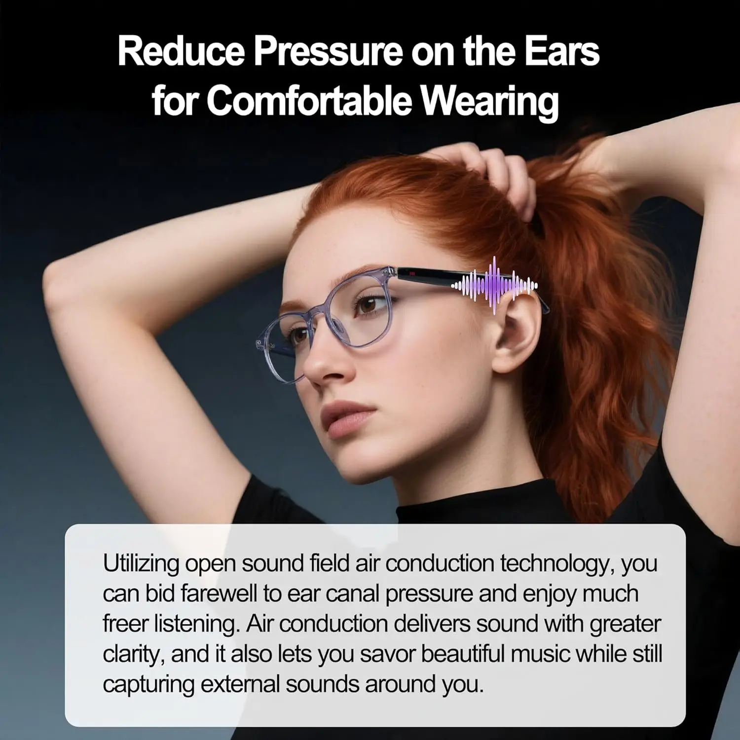 Smart audio glasses, real-time translation via app, photochromic lenses, Hi-Fi music playback, and noise-canceling voice calls.
Smart audio glasses, real-time translation via app, photochromic lenses, Hi-Fi music playback, and noise-canceling voice calls.