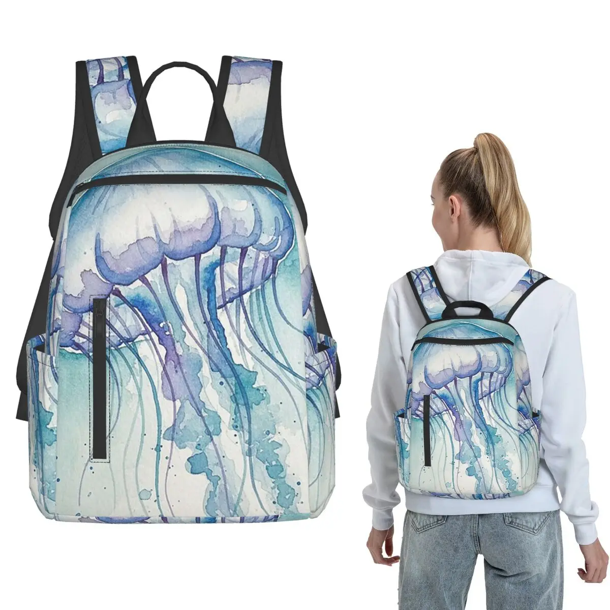 Light Blue Jellyfish Watercolor Painting Backpack Daypack Children BookBag School Bag Shoulder Bags for Men Women
Light Blue Jellyfish Watercolor Painting Backpack Daypack Children BookBag School Bag Shoulder Bags for Men Women