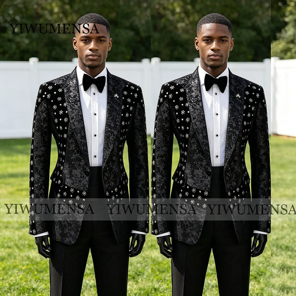 Unique Design Wedding Suits For Groom Beaded Stone Prom Blazer Customized 2 Piece Sets Man Business Party Tuxedo Attire Luxury
Unique Design Wedding Suits For Groom Beaded Stone Prom Blazer Customized 2 Piece Sets Man Business Party Tuxedo Attire Luxury