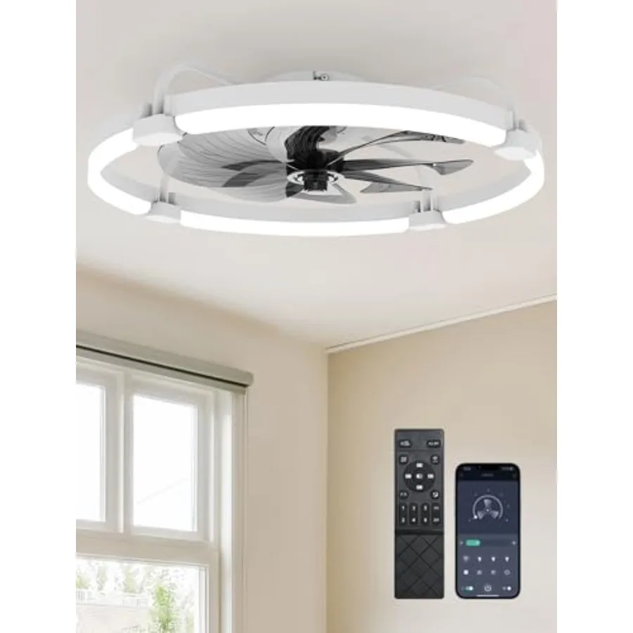 Bedroom ceiling fan with light and remote: 24'' low profile flush mount, white, quiet reversible DC motor, 6 speed, 3CCT, dimma
Bedroom ceiling fan with light and remote: 24'' low profile flush mount, white, quiet reversible DC motor, 6 speed, 3CCT, dimma
