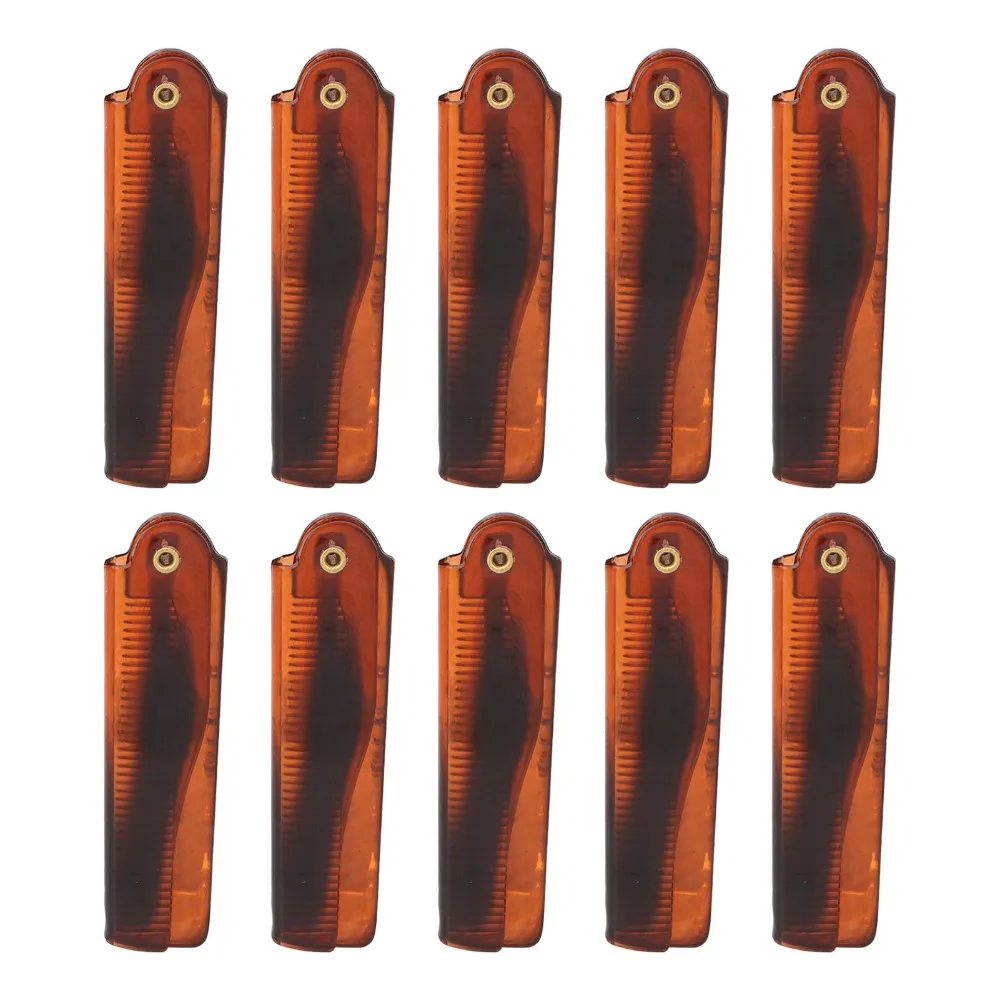 10pcs Portable Amber Finish Folding Pocket Comb Gold Buckle Brown Fine Tooth Comb Handmade Comb Daily Grooming
10pcs Portable Amber Finish Folding Pocket Comb Gold Buckle Brown Fine Tooth Comb Handmade Comb Daily Grooming